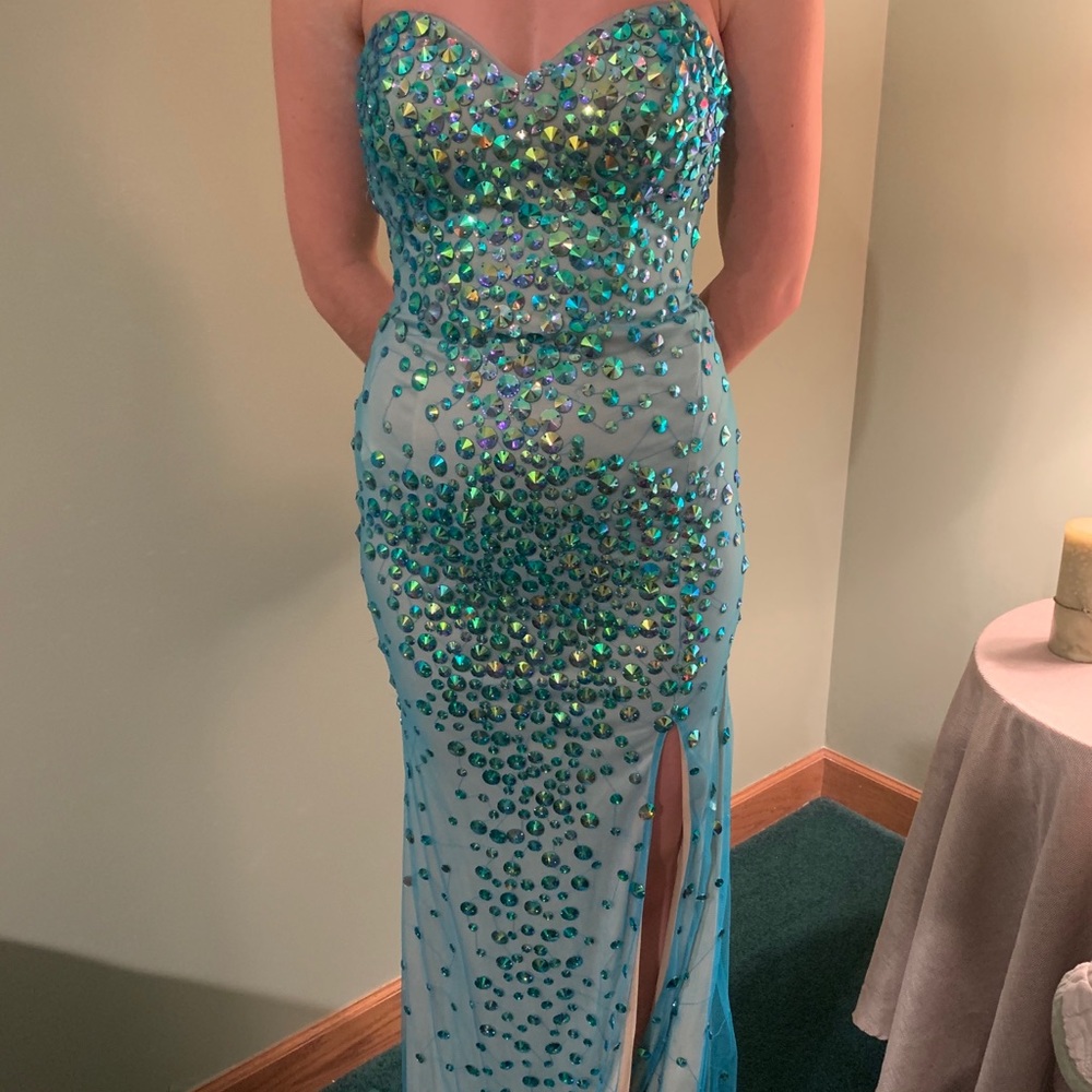 Milano formals blue beaded dress